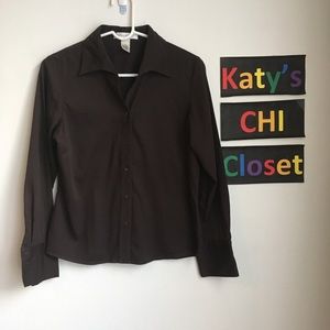 Pursuits Ltd Brown Long Sleeve Button Down Shirt S